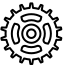 icono de engranaje en blanco y negro 